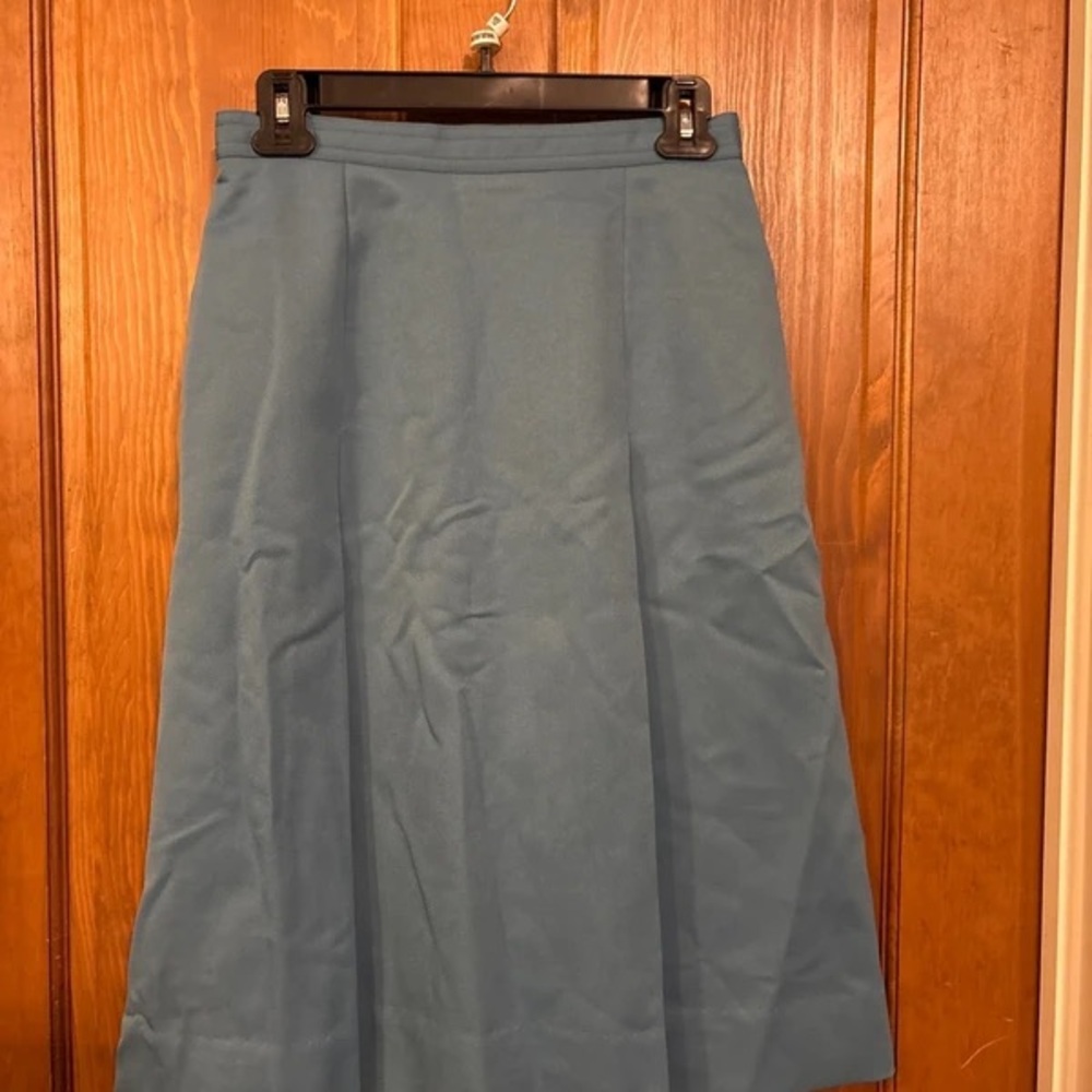 Women's A-Line Midi Skirt in Dusty Blue